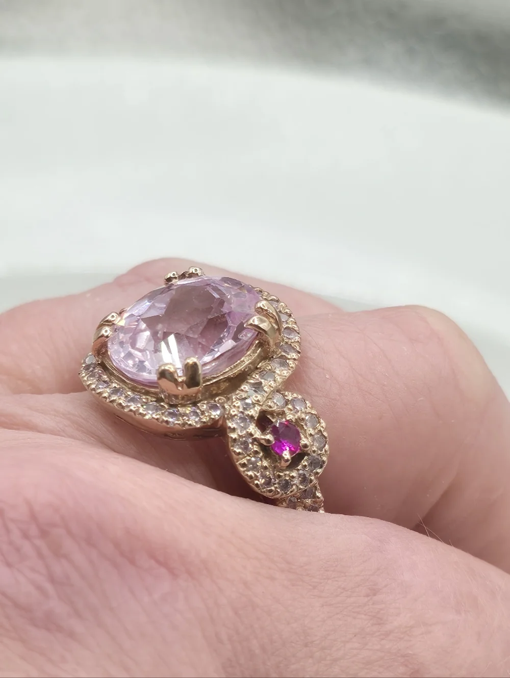 Incredible Kunzite And Pink Sapphire Ring - Picture 7 of 8